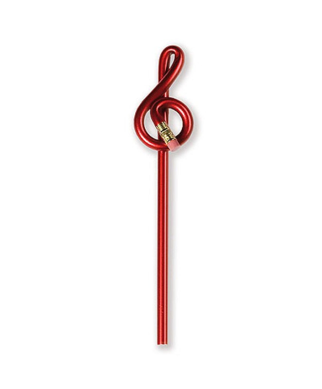 Svinčnik z radirko - violinski ključ rdeč