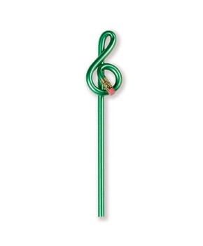 Svinčnik z radirko - violinski ključ zelen